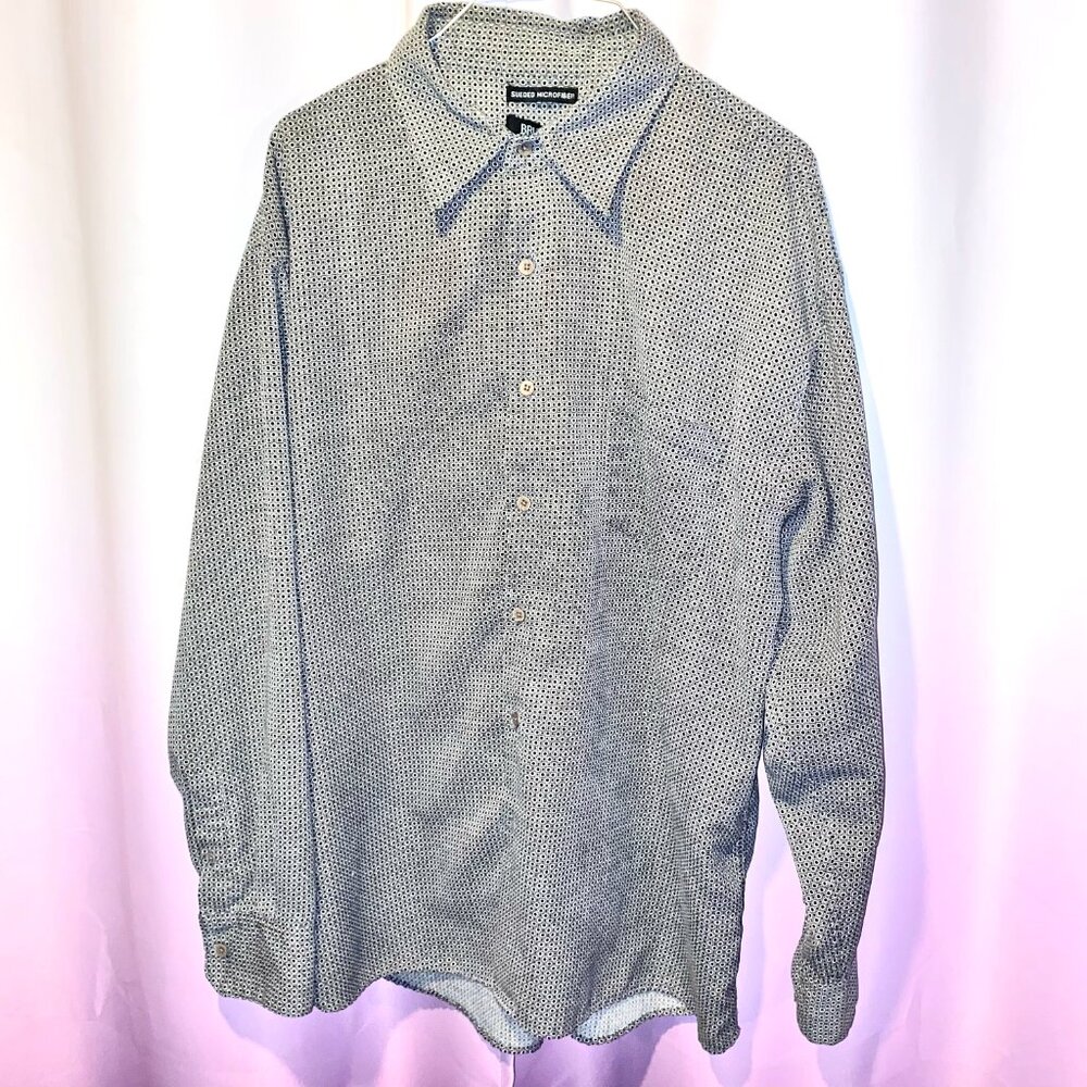 Bruno Black & White Sued Microfiber Men's Button Down Size XL